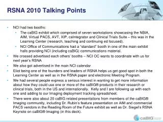 RSNA 2010 Talking Points