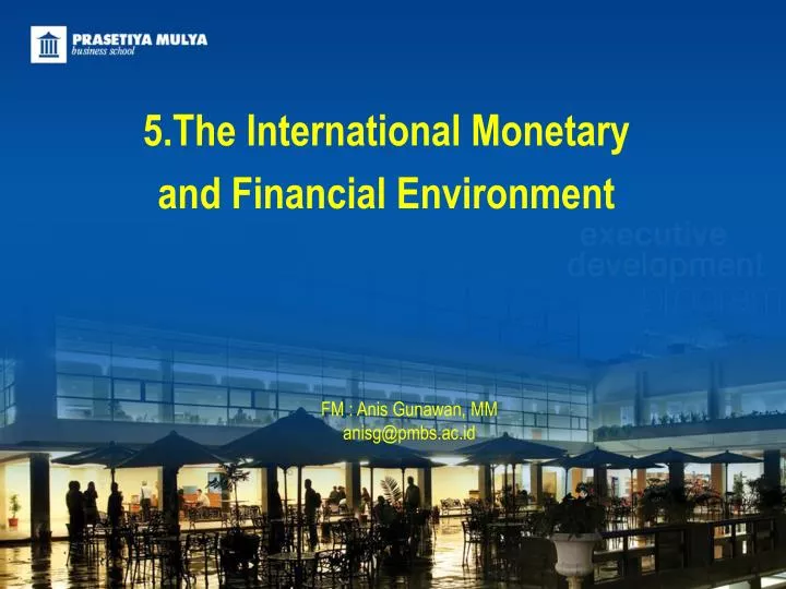 5 the international monetary and financial environment