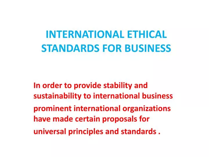 international ethical standards for business