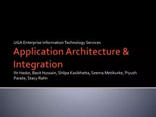 Application Architecture &amp; Integration