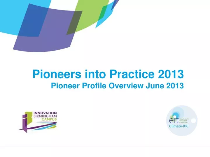 pioneers into practice 2013 pioneer profile overview june 2013