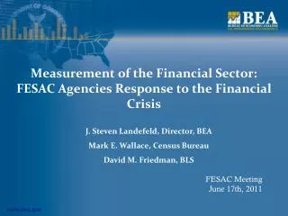 Measurement of the Financial Sector: FESAC Agencies Response to the Financial Crisis