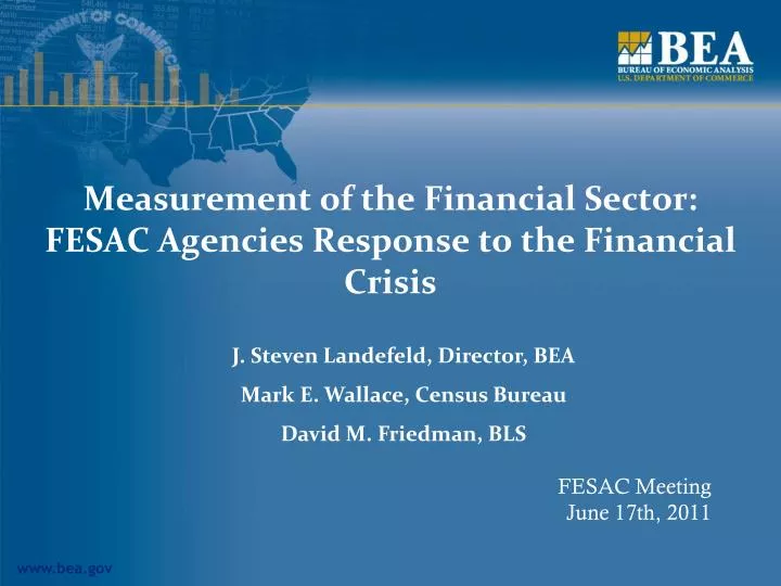 measurement of the financial sector fesac agencies response to the financial crisis