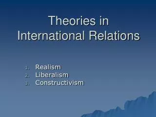 Theories in International Relations