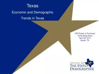 Texas Economic and Demographic Trends in Texas