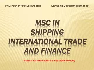 MSc in Shipping International Trade and Finance
