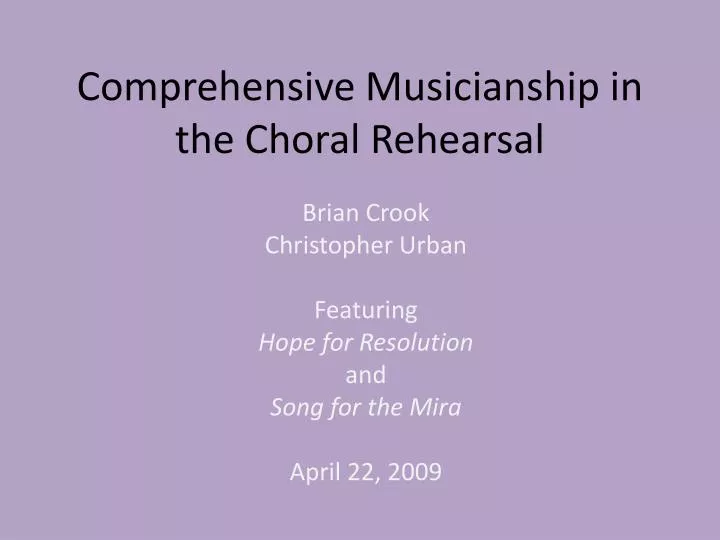 comprehensive musicianship in the choral rehearsal