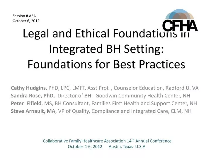 legal and ethical foundations in integrated bh setting foundations for best practices