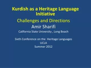 Kurdish as a Heritage Language Initiative