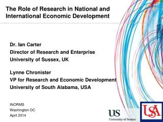 The Role of Research in National and International Economic Development