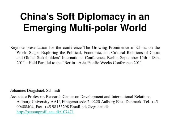 china s soft diplomacy in an emerging multi polar world