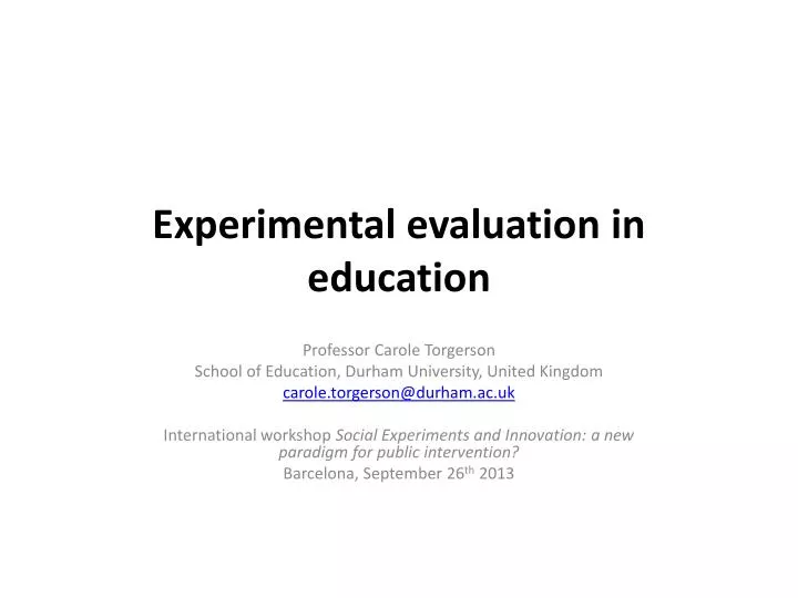 experimental evaluation in education