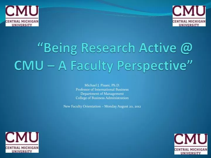 being research active @ cmu a faculty perspective