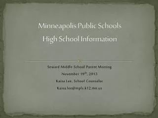 Minneapolis Public Schools High School Information