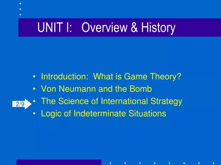 unit i overview history
