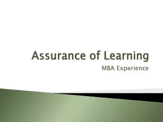 Assurance of Learning