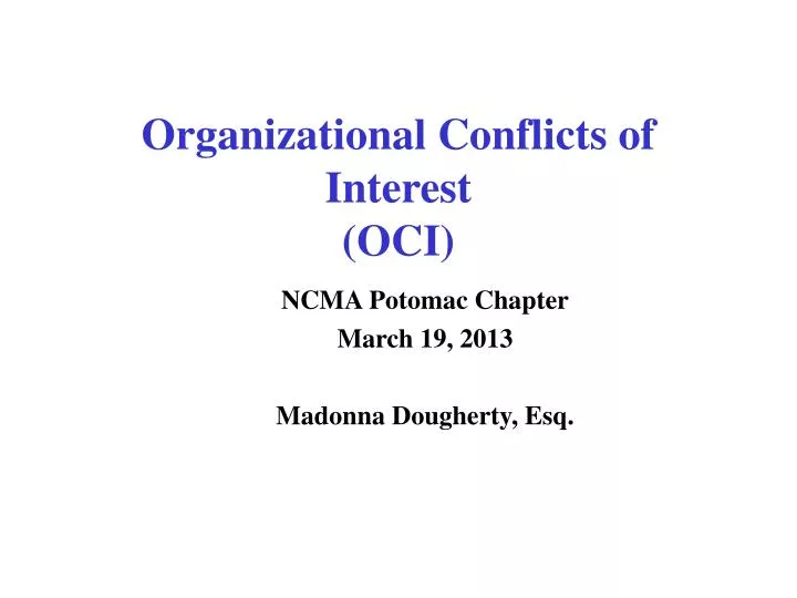 organizational conflicts of interest oci