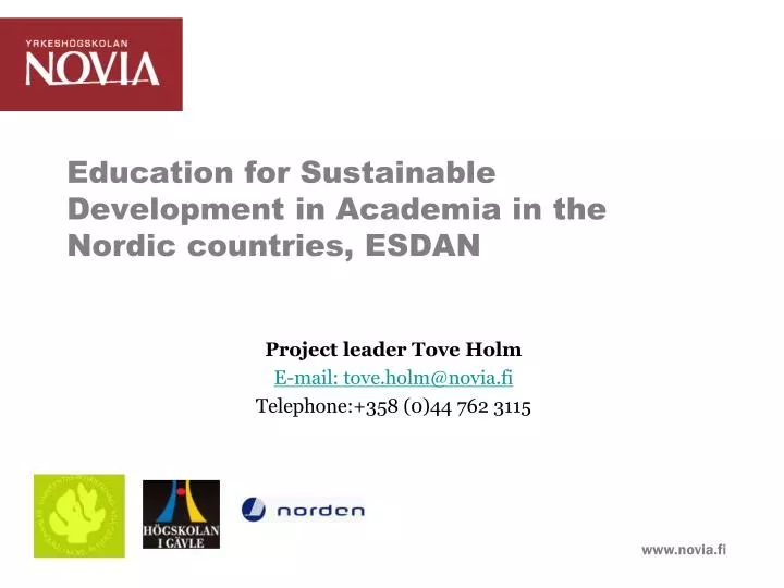 education for sustainable development in academia in the nordic countries esdan