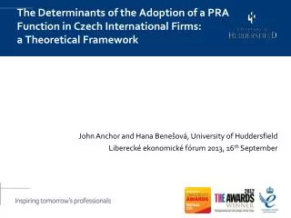 The Determinants of the Adoption of a PRA Function in Czech International Firms: a Theoretical Framework