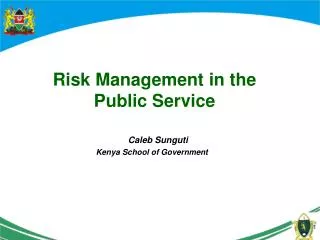 Risk Management in the Public Service