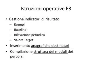 Istruzioni operative F3
