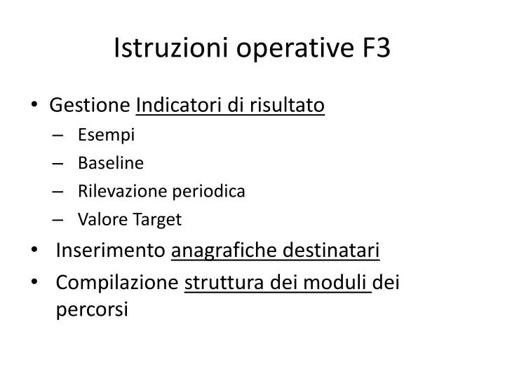 istruzioni operative f3