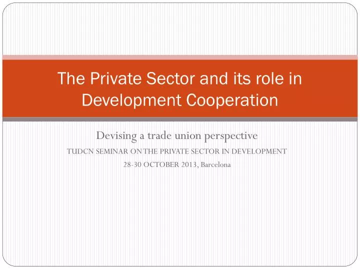 the private sector and its role in development cooperation