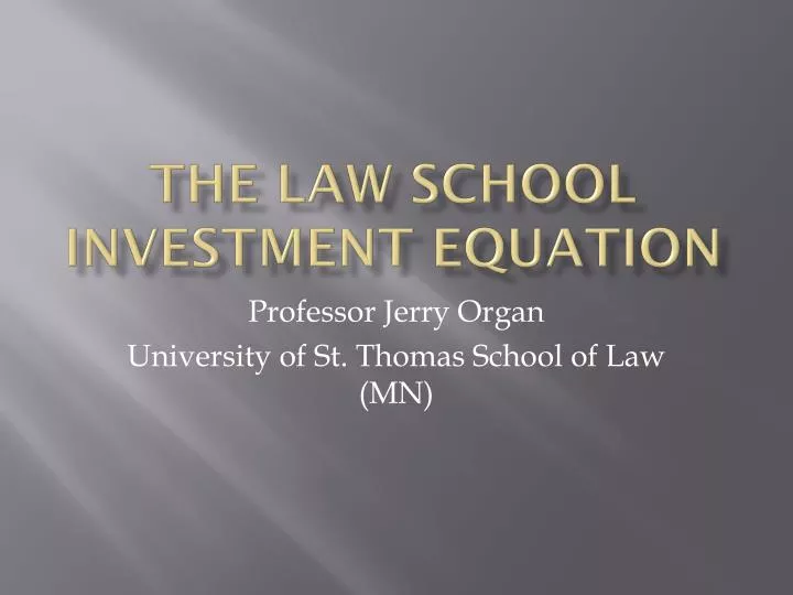 the law school investment equation