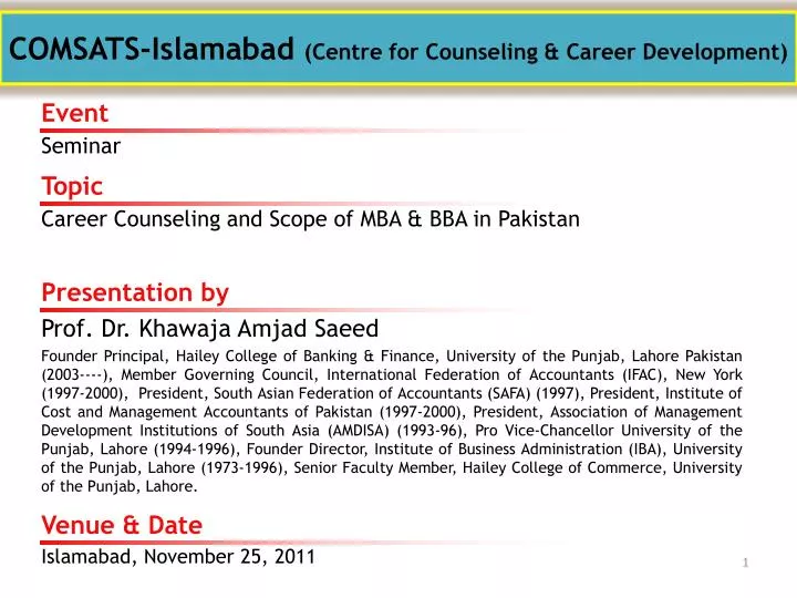 comsats islamabad centre for counseling career development