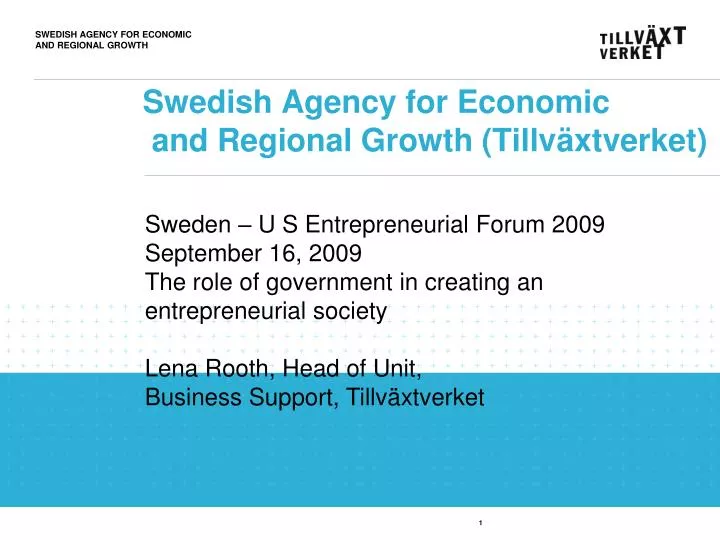 swedish agency for economic and regional growth tillv xtverket