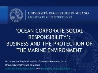 ‘OCEAN CORPORATE SOCIAL RESPONSIBILITY’: BUSINESS AND THE PROTECTION OF THE MARINE ENVIRONMENT