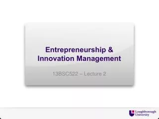 Entrepreneurship &amp; Innovation Management