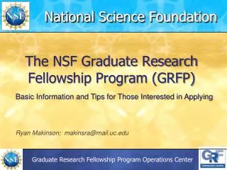 The NSF Graduate Research Fellowship Program (GRFP)