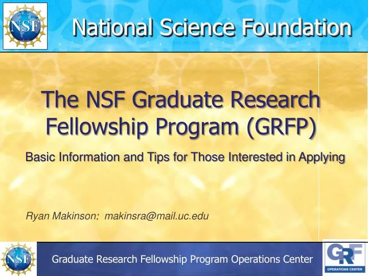 the nsf graduate research fellowship program grfp