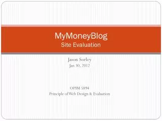 MyMoneyBlog Site Evaluation