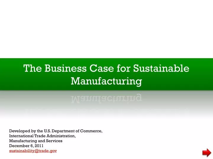 the business case for sustainable manufacturing