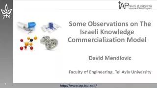 Some Observations on The Israeli Knowledge Commercialization Model David Mendlovic Faculty of Engineering, Tel Aviv