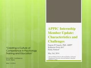 APPIC Internship Member Update: Characteristics and Challenges