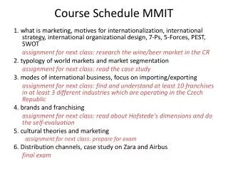 course schedule mmit