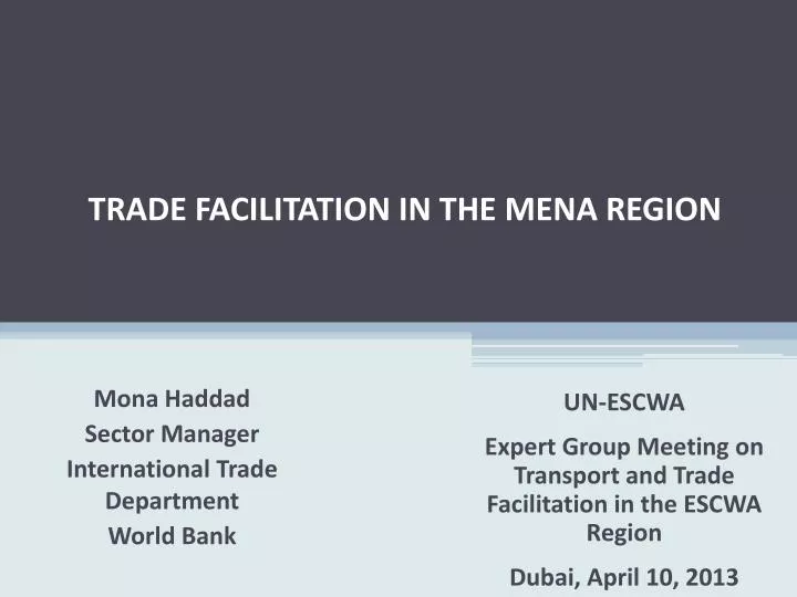 trade facilitation in the mena region