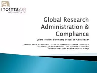 Global Research Administration &amp; Compliance