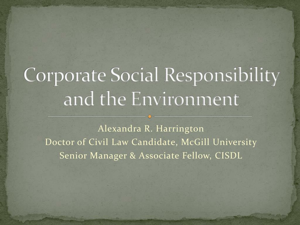 PPT - Corporate Social Responsibility and the Environment PowerPoint ...