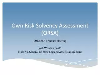 Own Risk Solvency Assessment (ORSA)