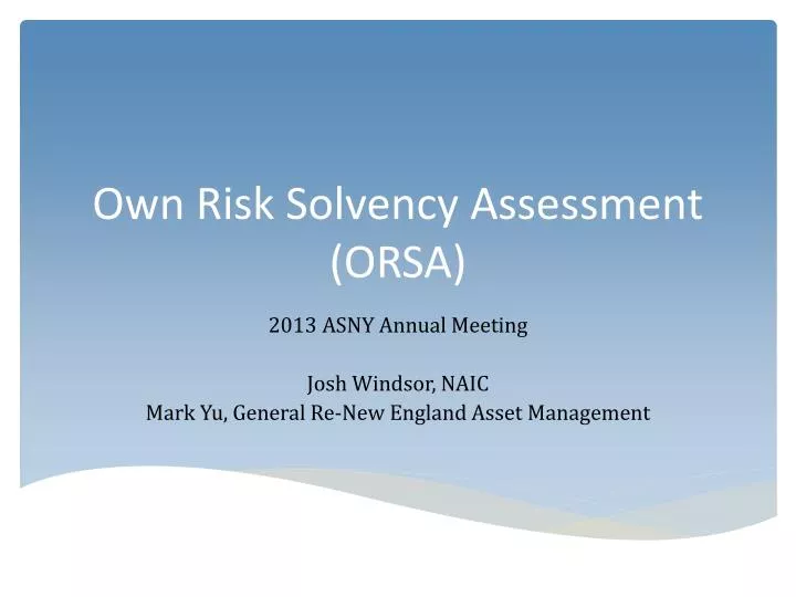 own risk solvency assessment orsa