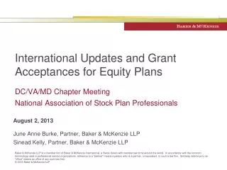 International Updates and Grant Acceptances for Equity Plans