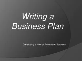 Writing a Business Plan