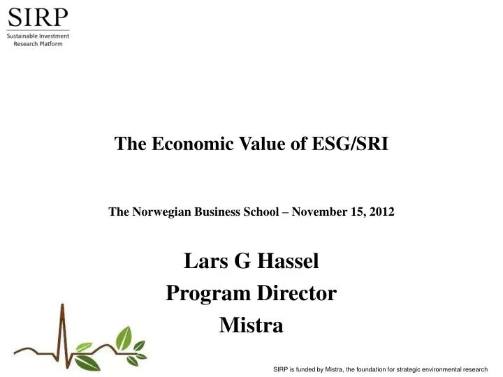 the economic value of esg sri