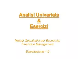 analisi univariata esercizi