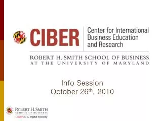 Info Session October 26 th , 2010