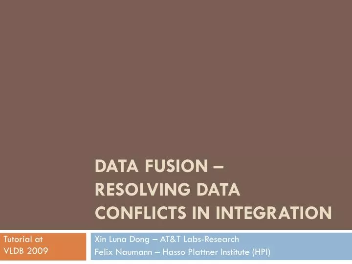 data fusion resolving data conflicts in integration